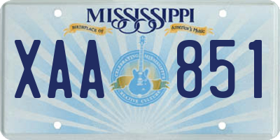 MS license plate XAA851