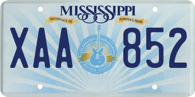 MS license plate XAA852