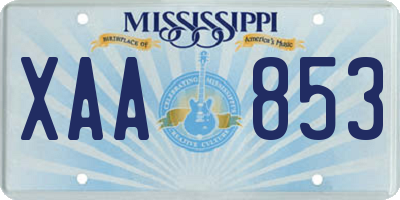 MS license plate XAA853