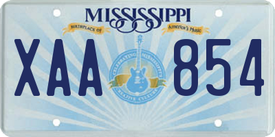 MS license plate XAA854