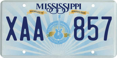 MS license plate XAA857