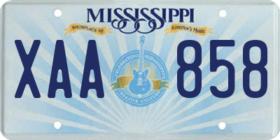 MS license plate XAA858
