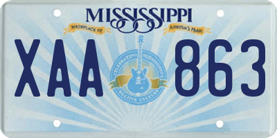 MS license plate XAA863