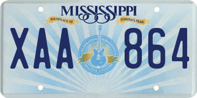 MS license plate XAA864