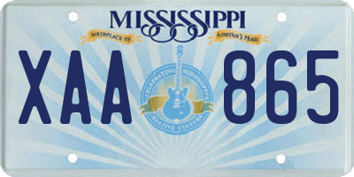 MS license plate XAA865