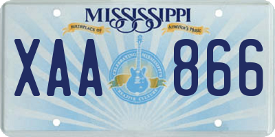 MS license plate XAA866
