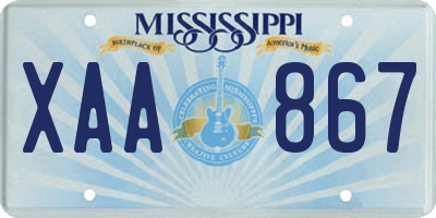 MS license plate XAA867