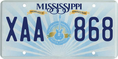 MS license plate XAA868