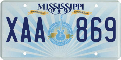 MS license plate XAA869