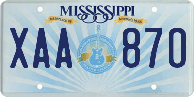 MS license plate XAA870