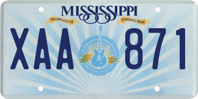 MS license plate XAA871