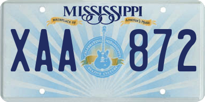 MS license plate XAA872