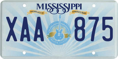 MS license plate XAA875