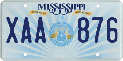 MS license plate XAA876