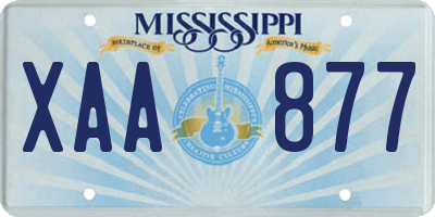 MS license plate XAA877