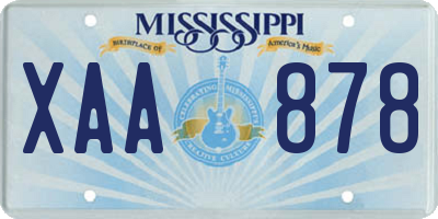 MS license plate XAA878