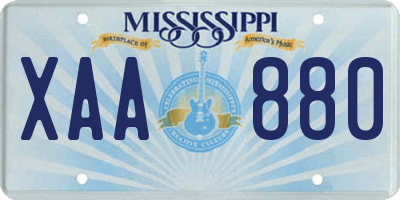 MS license plate XAA880