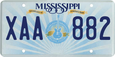 MS license plate XAA882