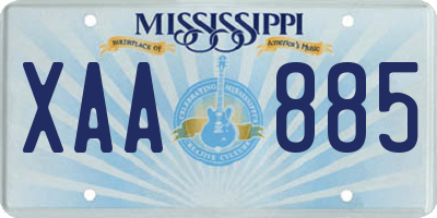 MS license plate XAA885
