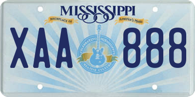 MS license plate XAA888