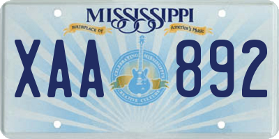 MS license plate XAA892