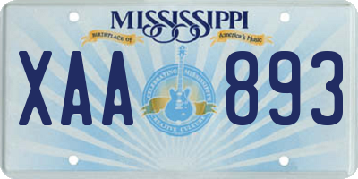 MS license plate XAA893