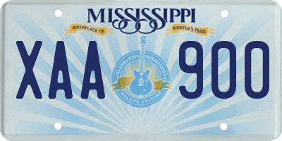 MS license plate XAA900