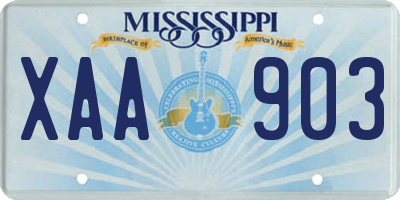 MS license plate XAA903