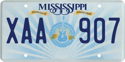 MS license plate XAA907
