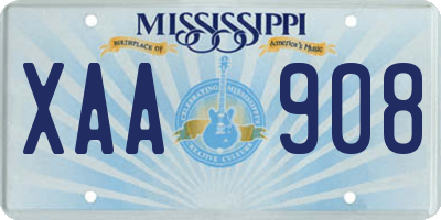 MS license plate XAA908