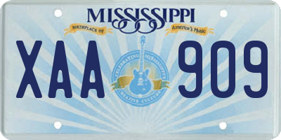 MS license plate XAA909