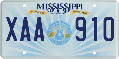 MS license plate XAA910