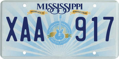 MS license plate XAA917