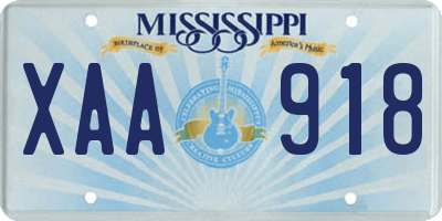 MS license plate XAA918