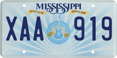 MS license plate XAA919