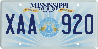 MS license plate XAA920