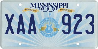 MS license plate XAA923