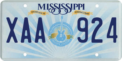 MS license plate XAA924