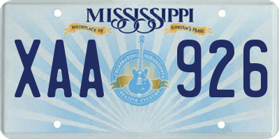 MS license plate XAA926