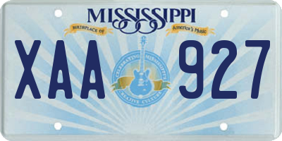 MS license plate XAA927