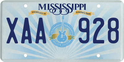 MS license plate XAA928
