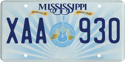 MS license plate XAA930