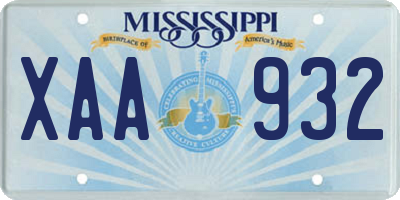 MS license plate XAA932