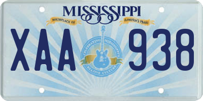 MS license plate XAA938