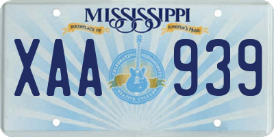 MS license plate XAA939