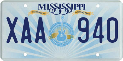 MS license plate XAA940