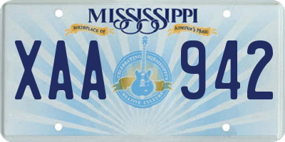 MS license plate XAA942