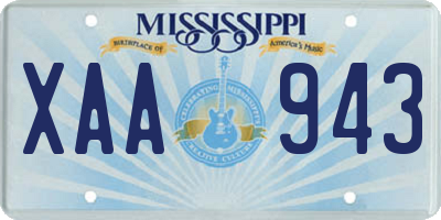MS license plate XAA943