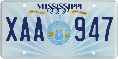 MS license plate XAA947