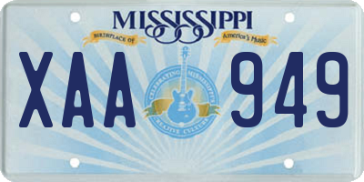 MS license plate XAA949